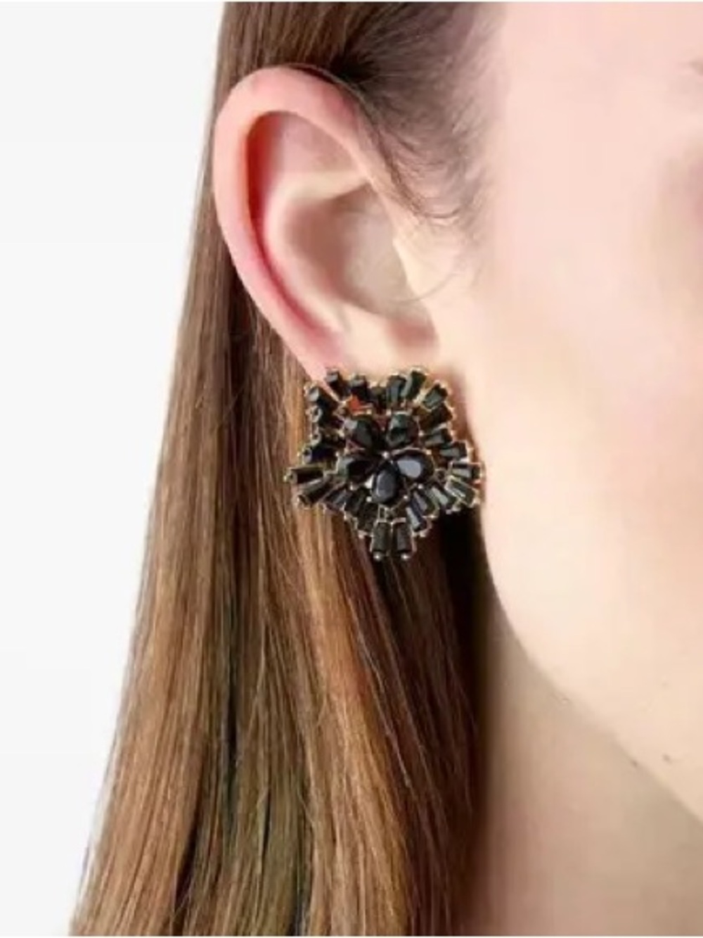 Carolina Herrera crystal snowflake earrings black NWT